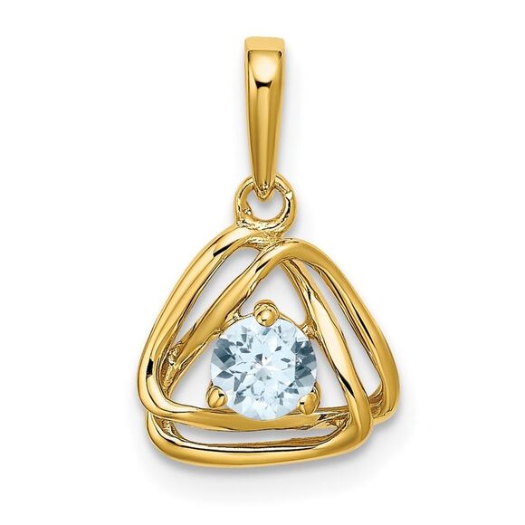 Kazi Luxury 14k Yellow Gold Aquamarine Triangle Pendant